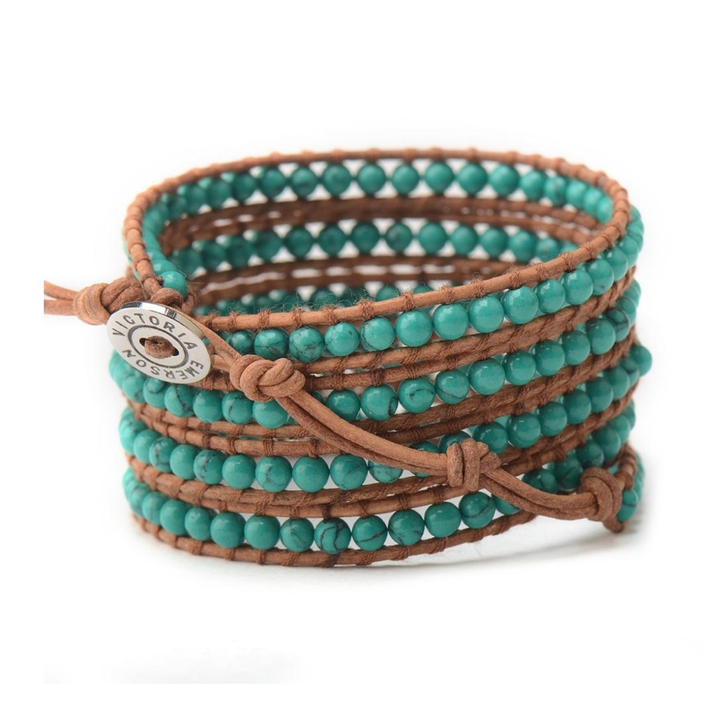 NEW Sea Green Turquoise Beaded Wrap Bracelet